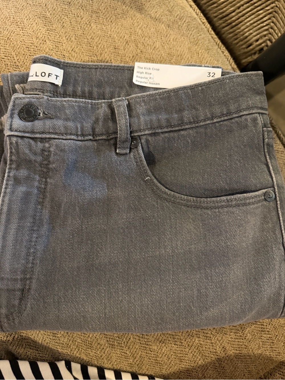 LOFT Gray Kick Crop High-Rise Jeans